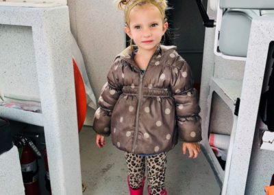 Anna on a boat
